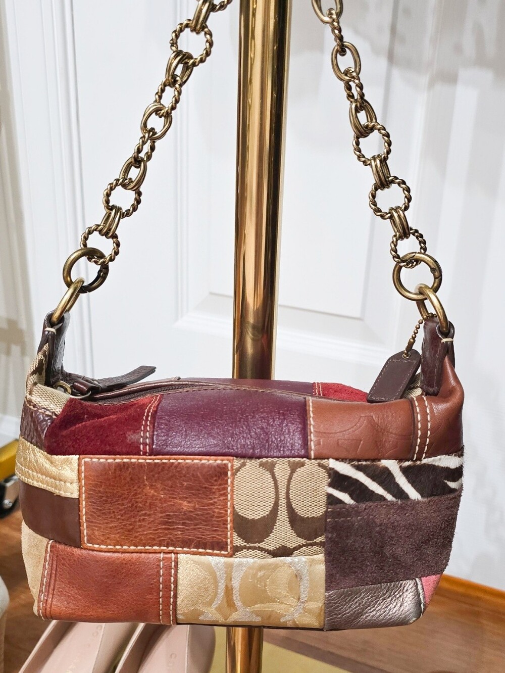 Coach Patchwork Shoulder Bag in Multi Burgundy and Brown - Picture 5 of 13
